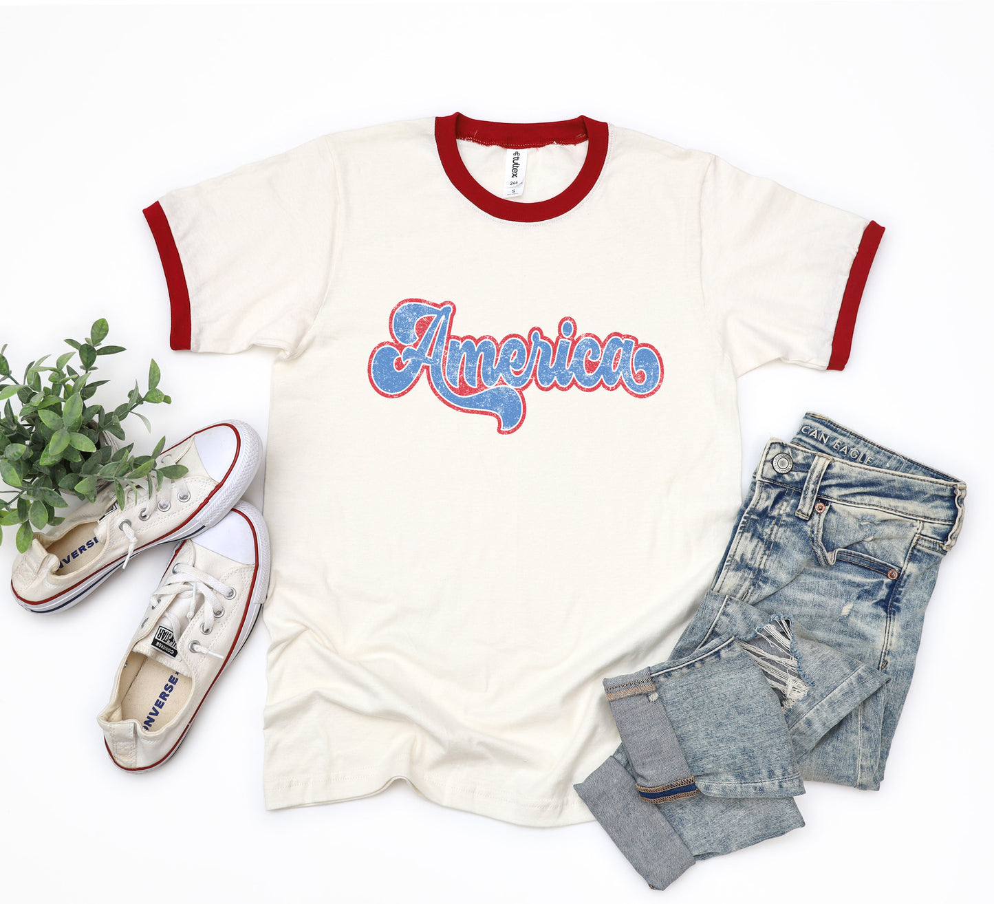 Grunge America Cursive | Ringer Tee