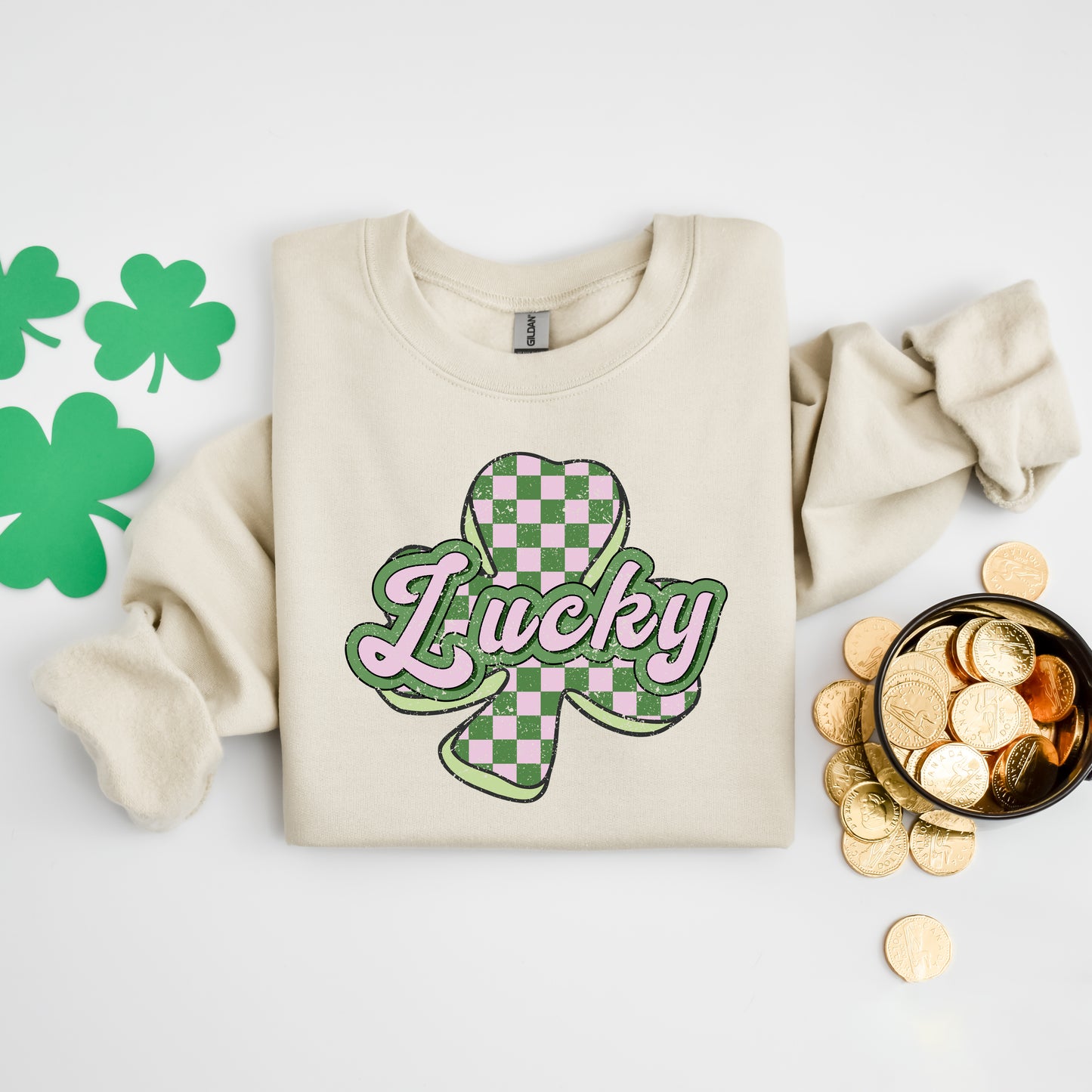 Lucky Checkered Grunge | Sweatshirt