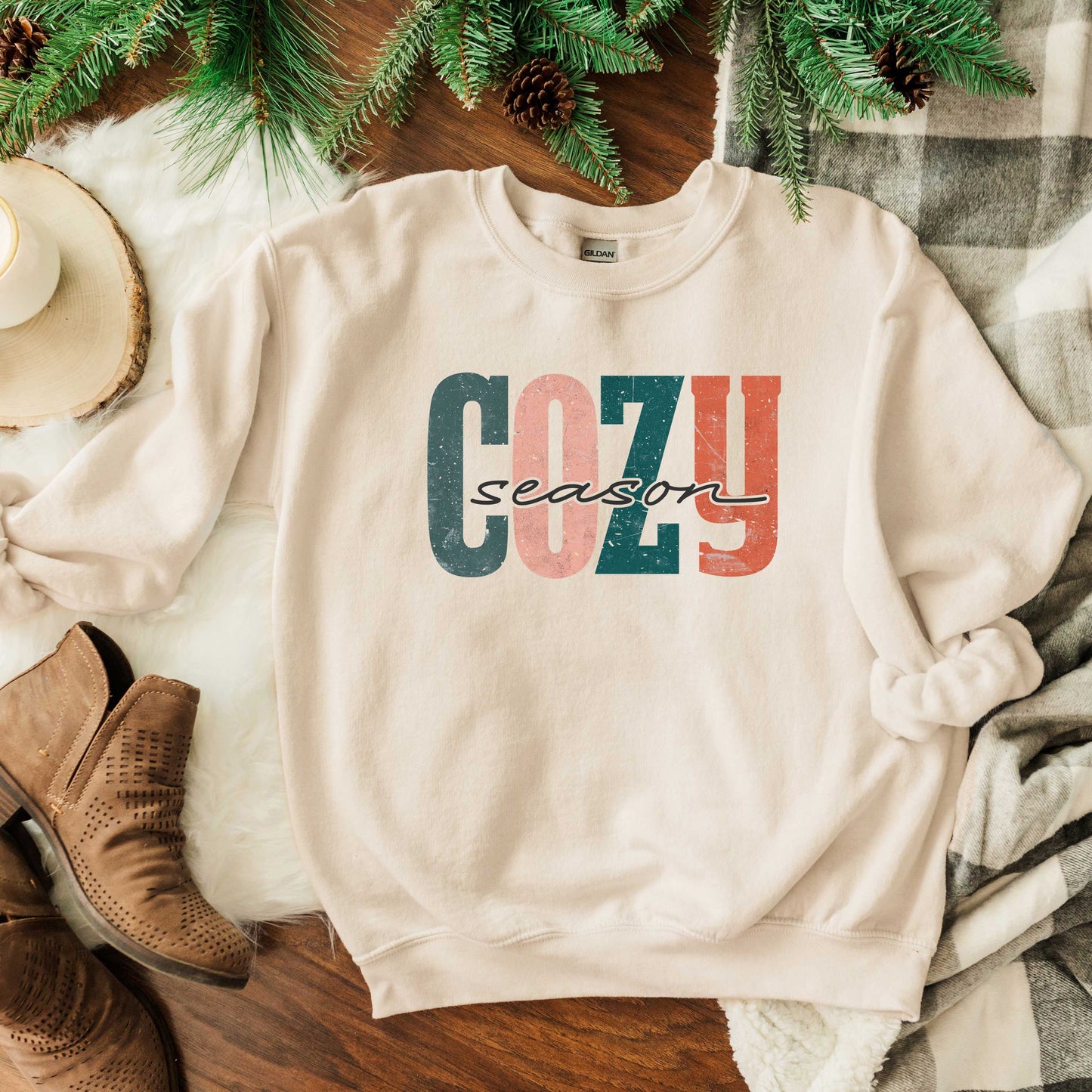 Clearance Retro Cozy Season Colorful | Sweatshirt