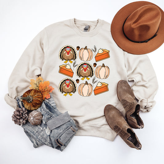 Turkey Pumpkin Pie Grid | Sweatshirt