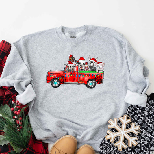 Clearance Farm Animals Christmas Truck | Sweatshirt