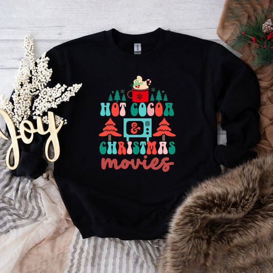 Clearance Retro Hot Cocoa Mug And Christmas Movies | Sweatshirt