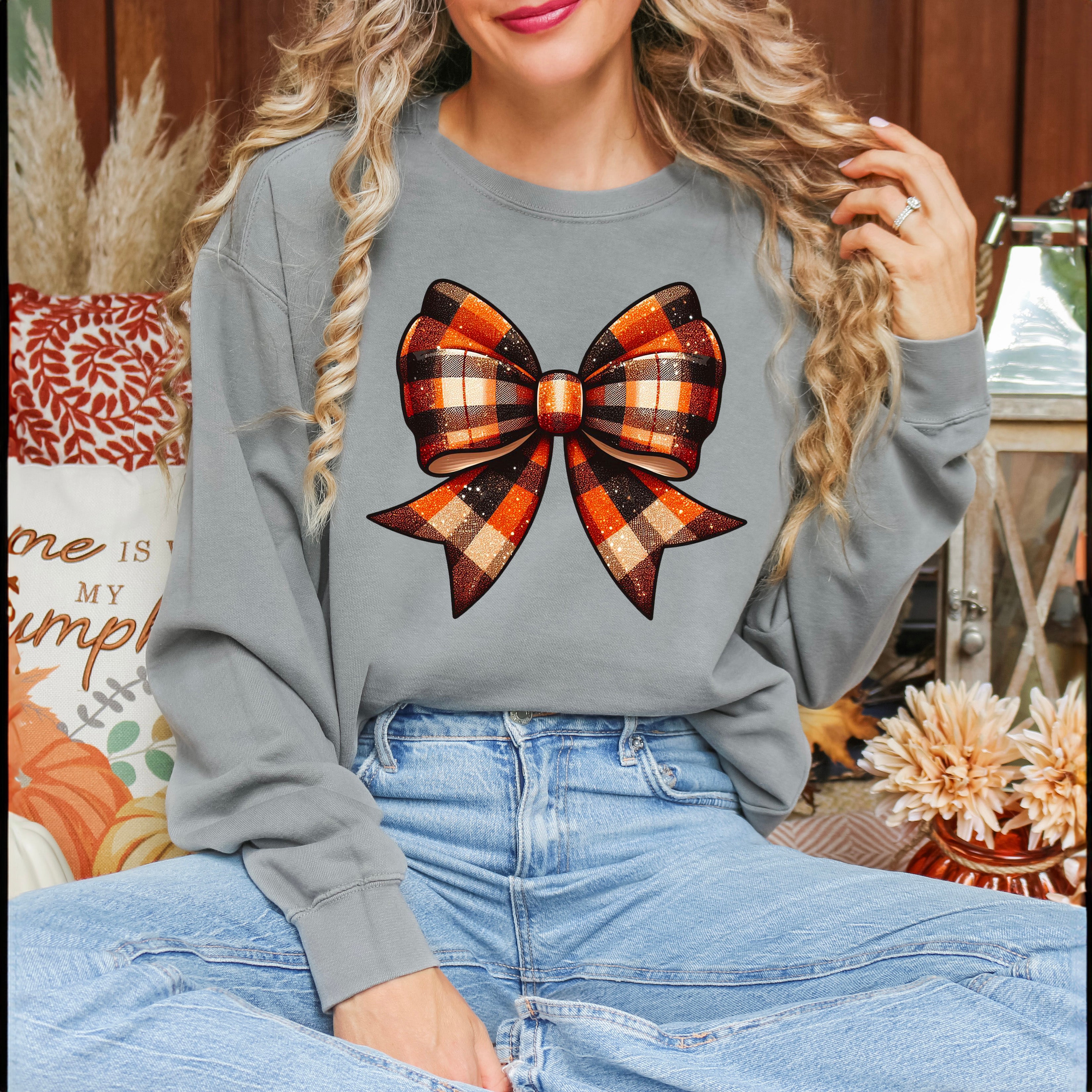 Coquette Fall Plaid | Garment Dyed Sweatshirt