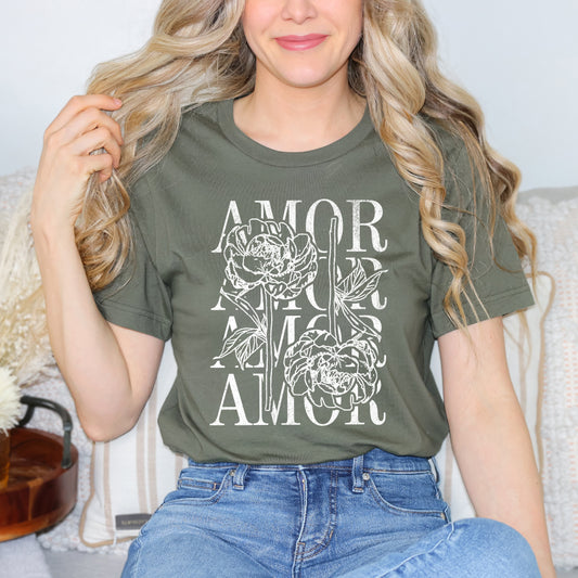 Amor Floral Grunge | Short Sleeve Crew Neck