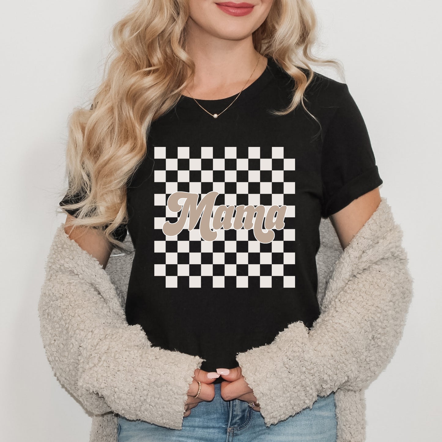 Retro Checkered Mama | Short Sleeve Graphic Tee