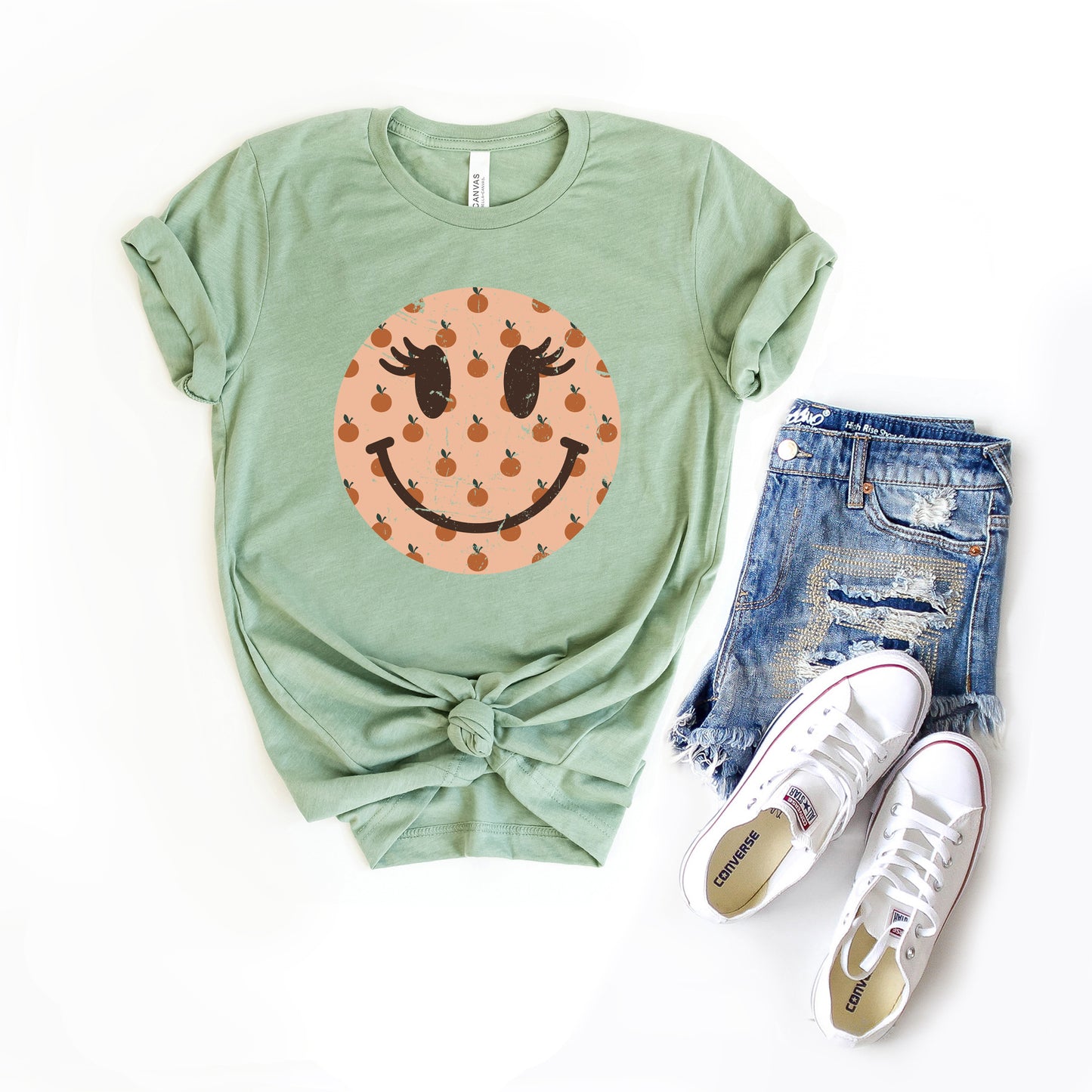 Smiley Face Peaches | Short Sleeve Graphic Tee