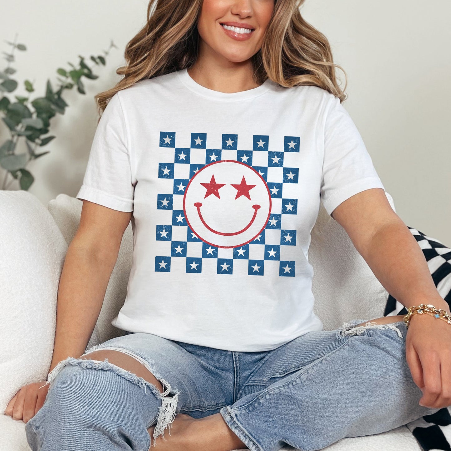 Patriotic Smiley Stars | Short Sleeve Graphic Tee