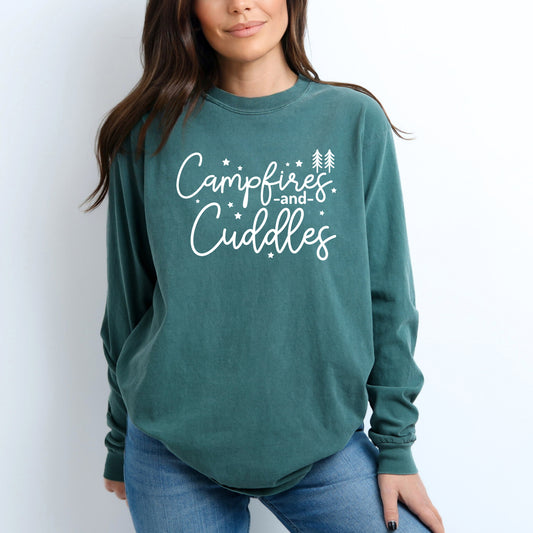 Campfires And Cuddles | Garment Dyed Long Sleeve Tee