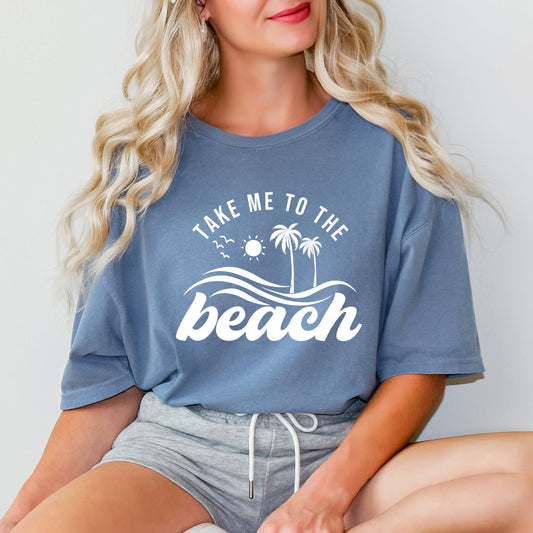 Take Me To The Beach Wave | Garment Dyed Short Sleeve Tee