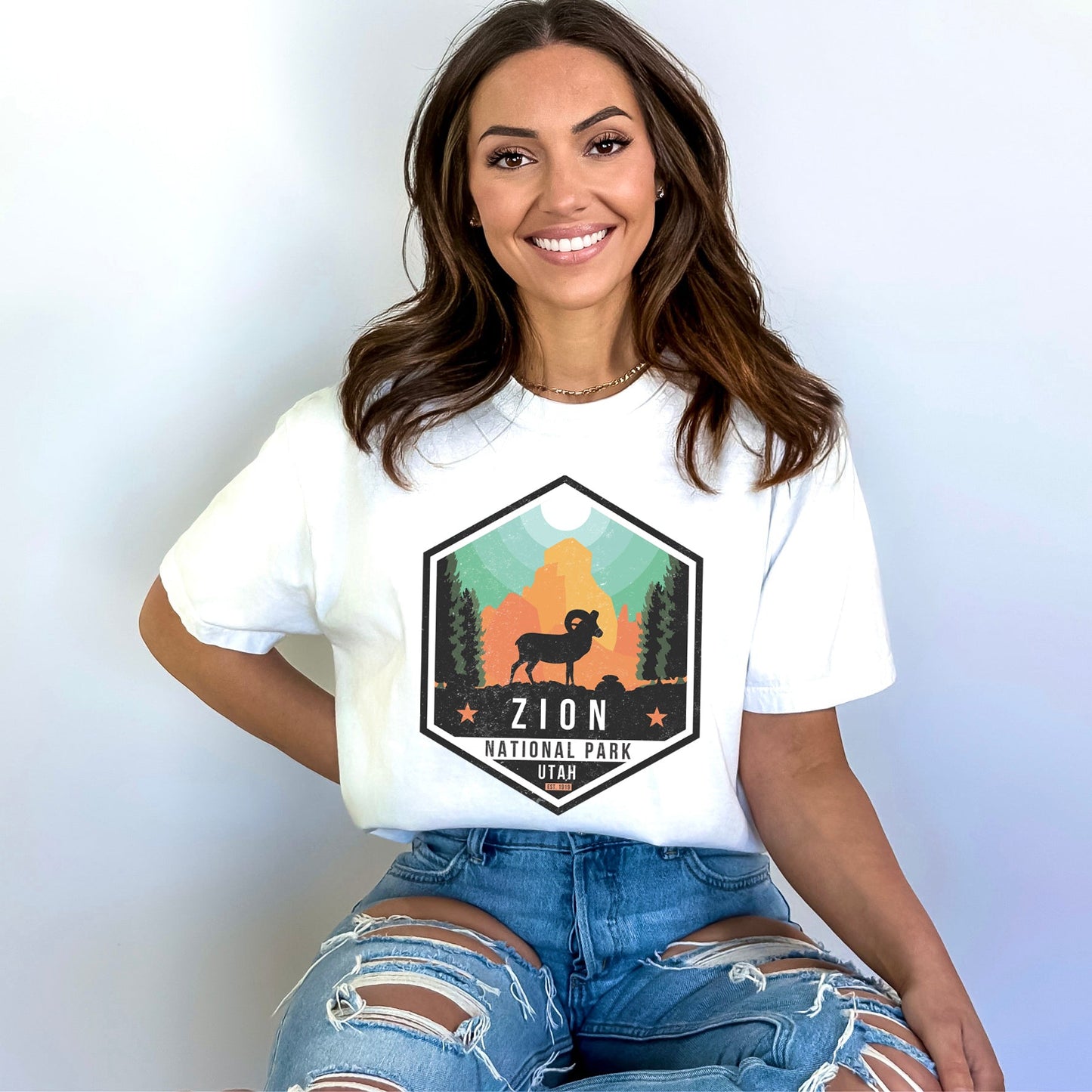 Clearance Zion National Park Badge | Garment Dyed Short Sleeve Tee