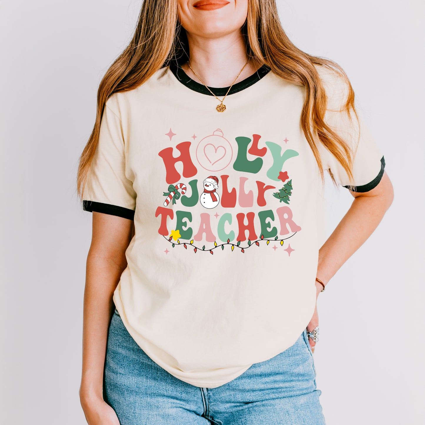 Holly Jolly Teacher | Ringer Tee