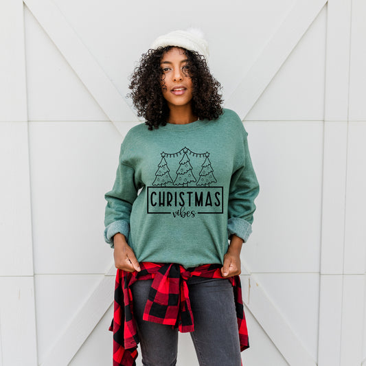 Christmas Vibes Santa Checkered | Sweatshirt