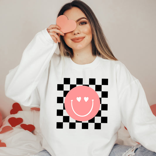 Valentines Pink Smiley | Sweatshirt