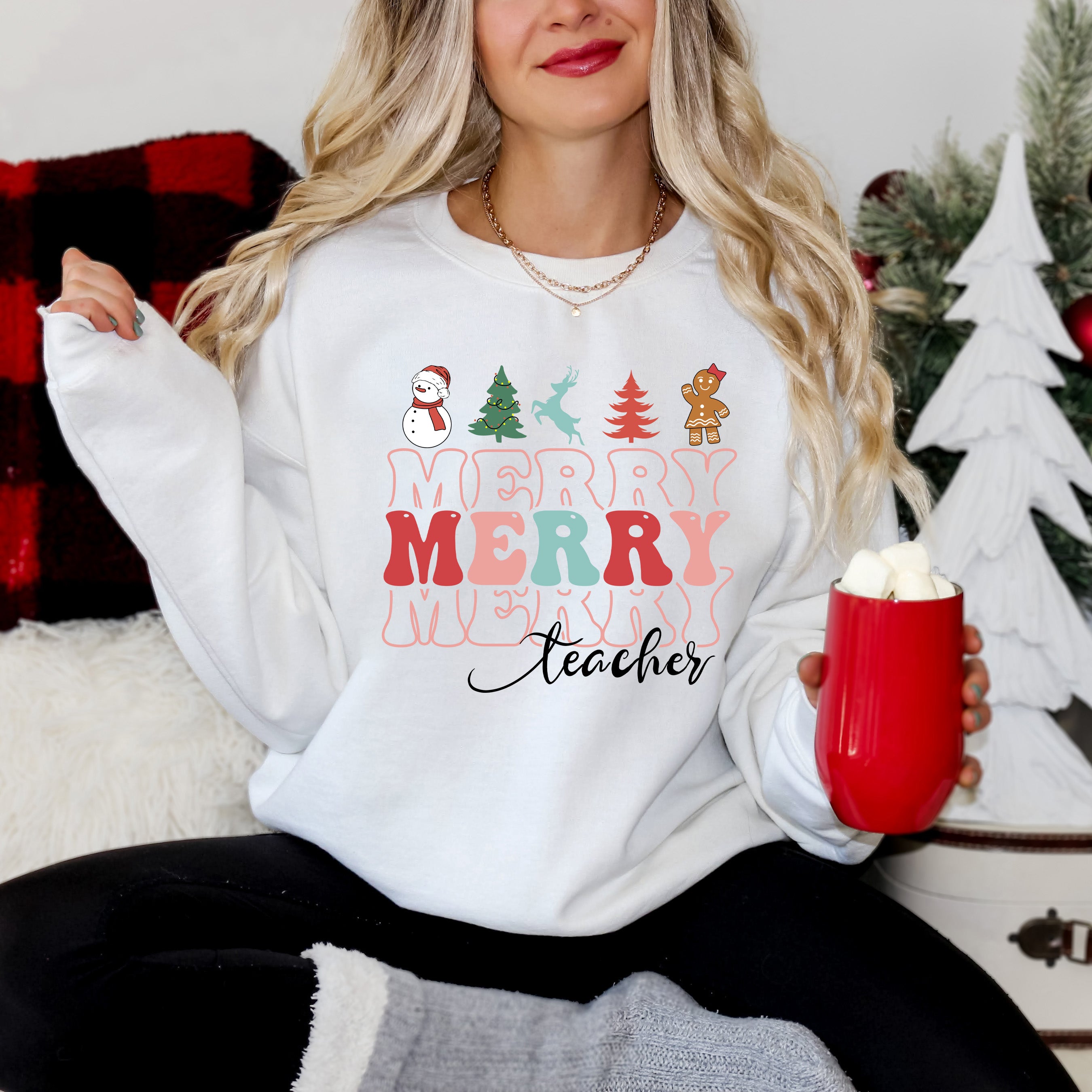 Merry Stacked Teacher | Sweatshirt