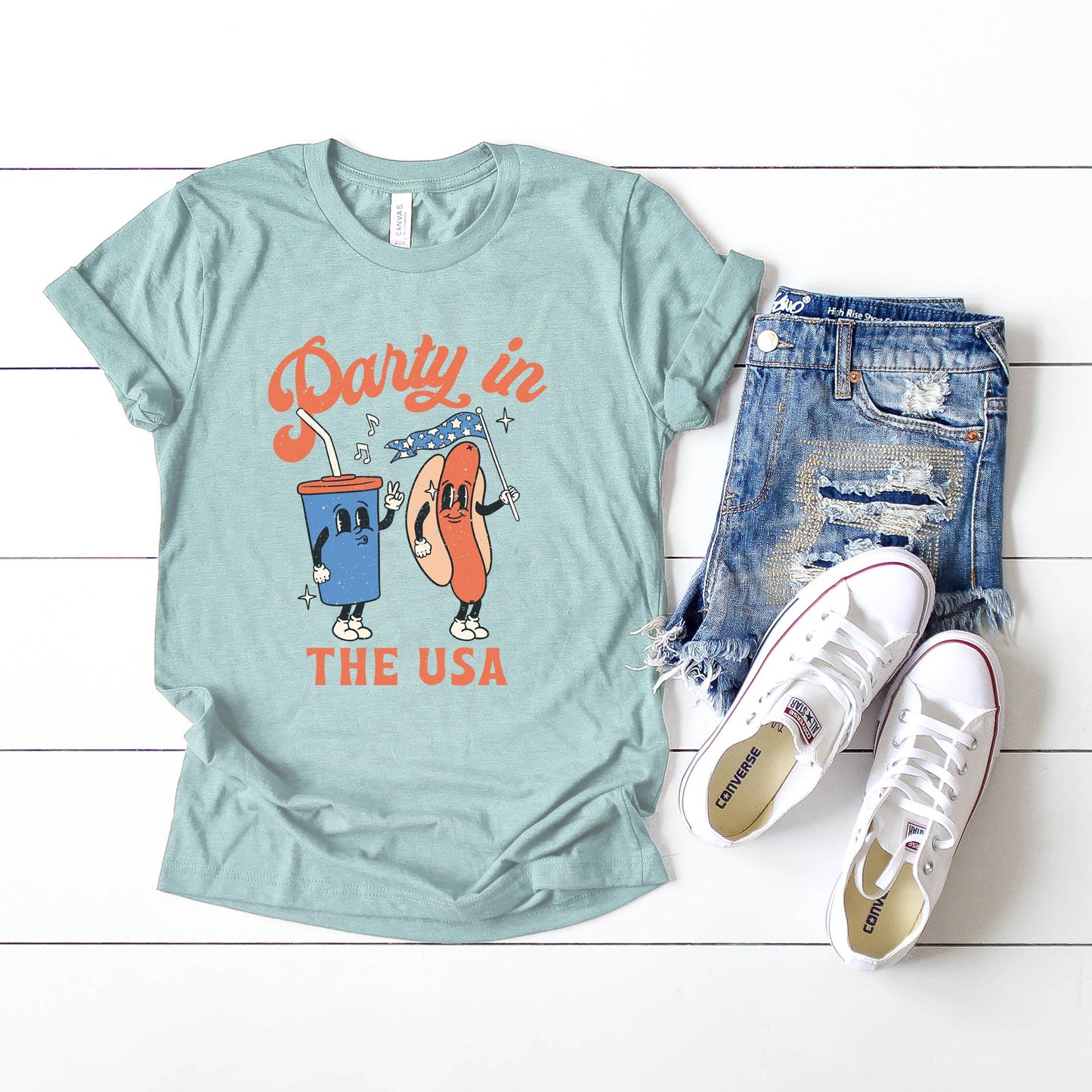 Clearance Party In The USA Hot Dog | Short Sleeve Graphic Tee