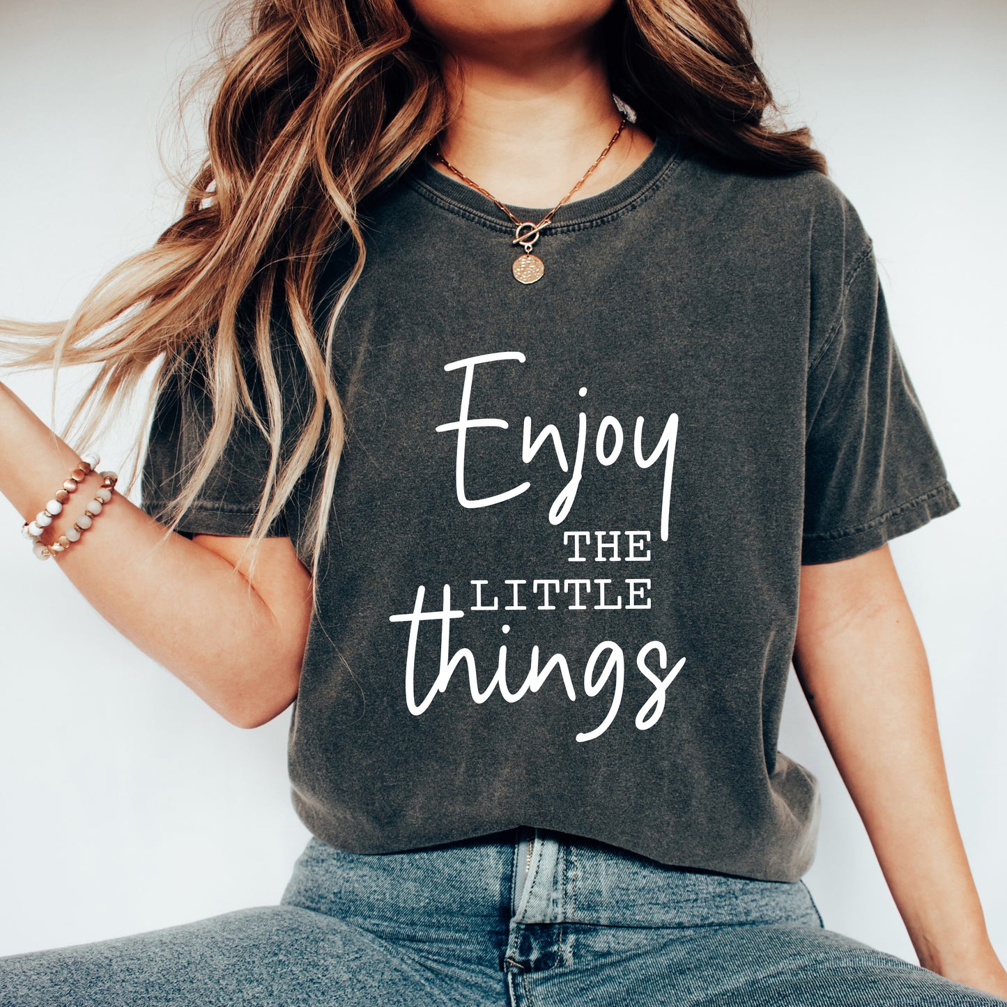Enjoy The Little Things Script | Garment Dyed Short Sleeve Tee