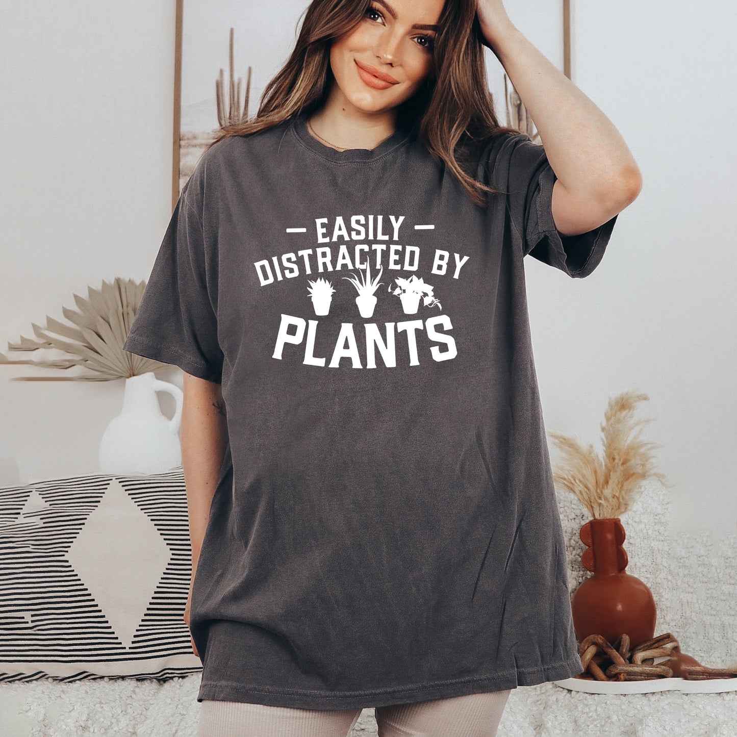 Easily Distracted By Plants Bold | Garment Dyed Short Sleeve Tee