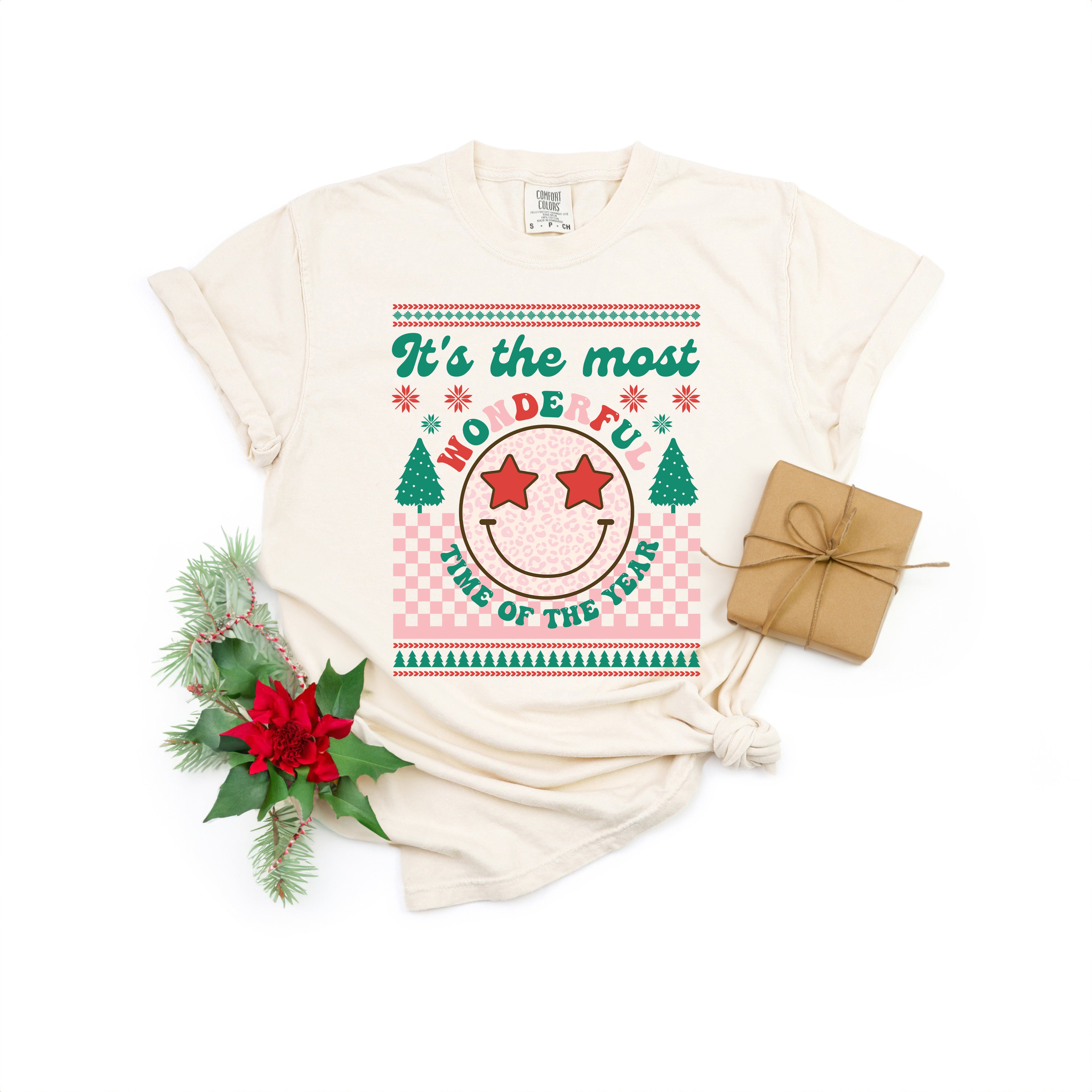 The Most Wonderful Time Smiley  | Garment Dyed Tee