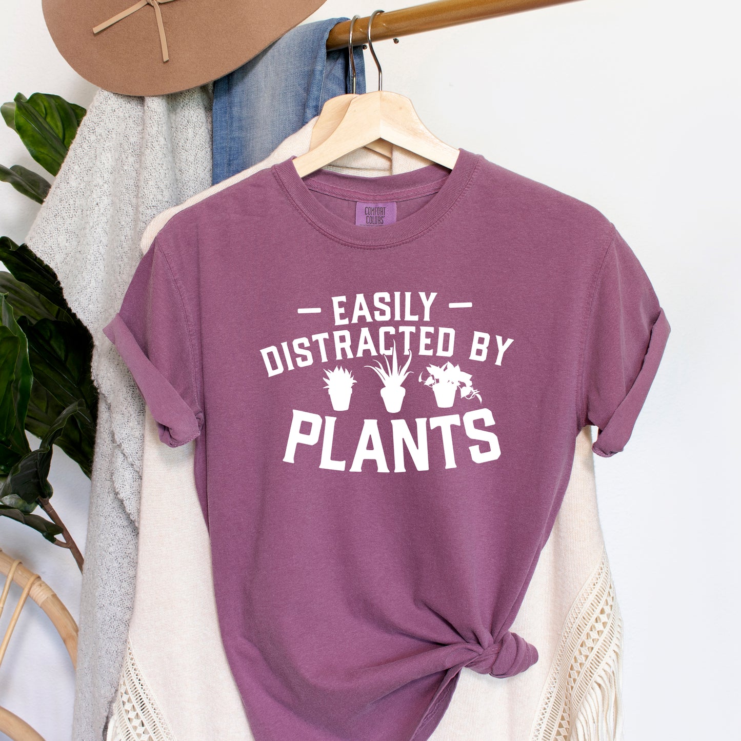 Easily Distracted By Plants Bold | Garment Dyed Short Sleeve Tee