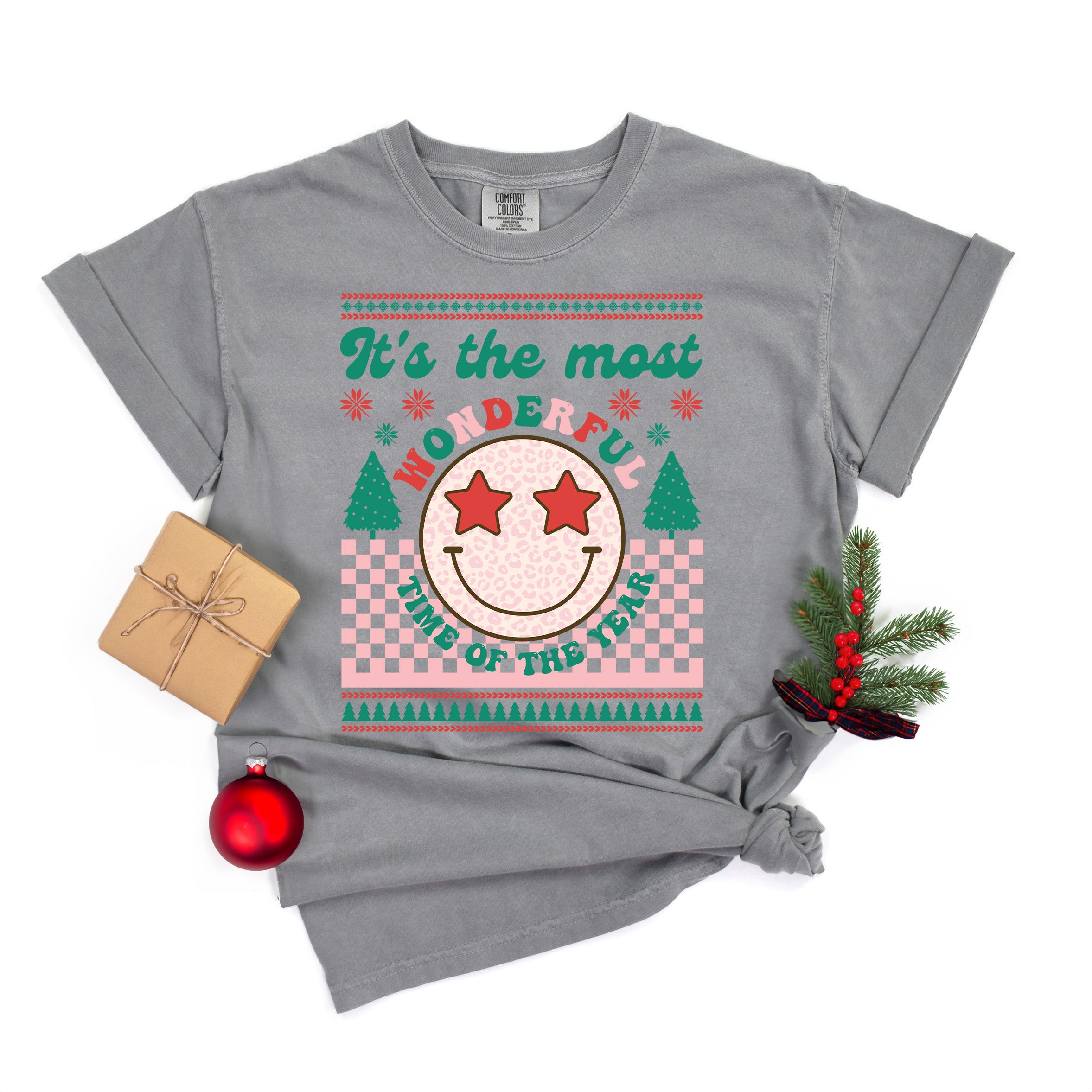 The Most Wonderful Time Smiley  | Garment Dyed Tee