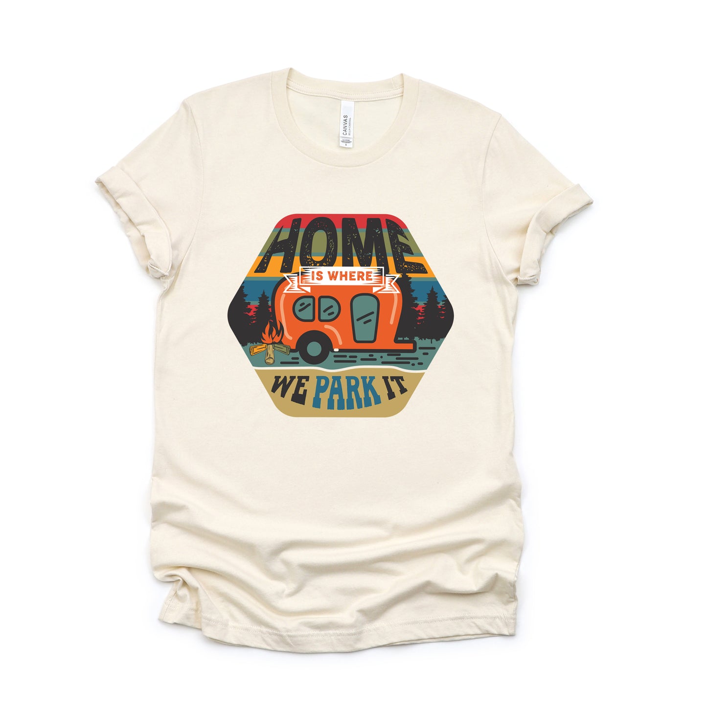 Home Is Where We Park It Badge | Short Sleeve Graphic Tee