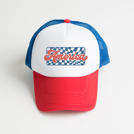 Checkered America | Foam Trucker Hat