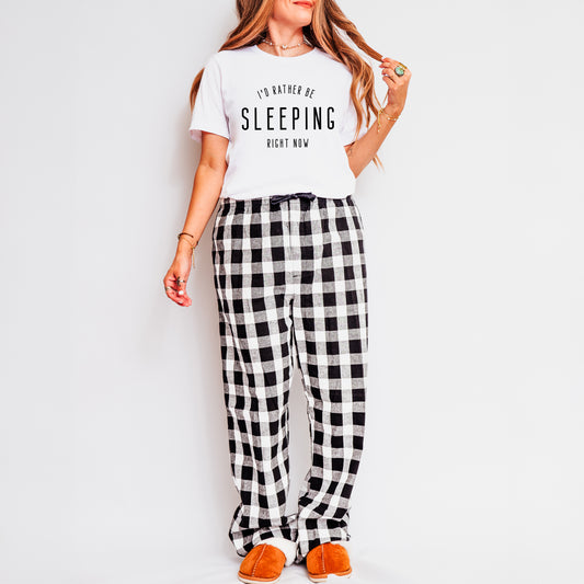 I'd Rather Be Sleeping Right Now | Plaid Pajama Short Sleeve Set