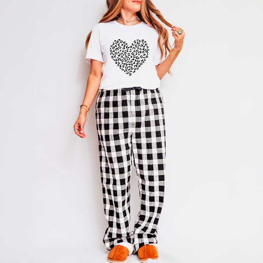 Valentine Leopard Heart | Plaid Pajama Set