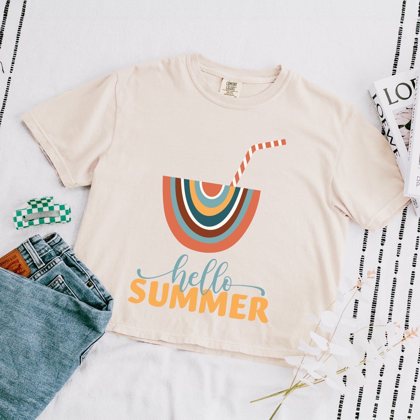 Boho Hello Summer Drink | Relaxed Fit Cropped Tee