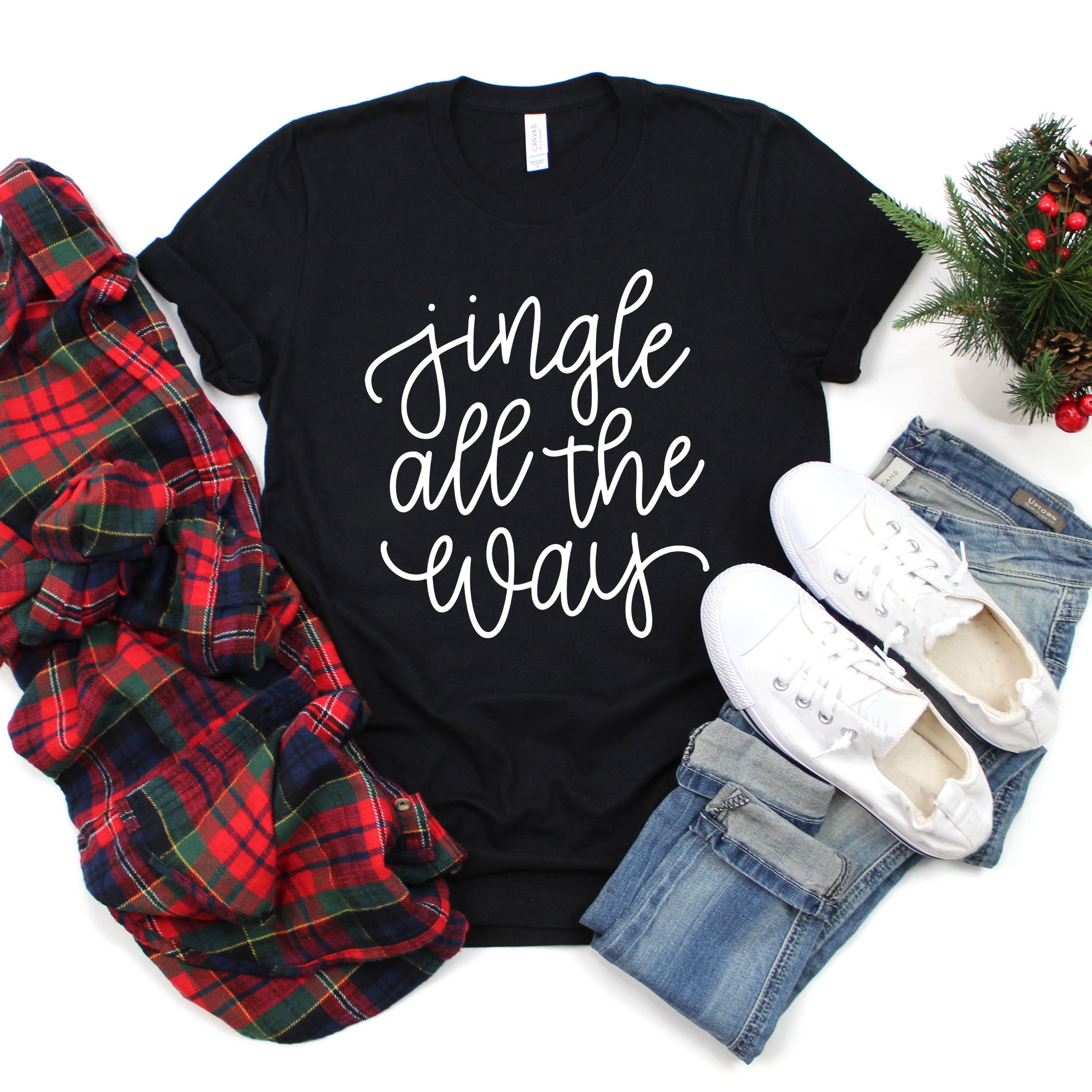 Jingle All The Way Cursive | Short Sleeve Graphic Tee