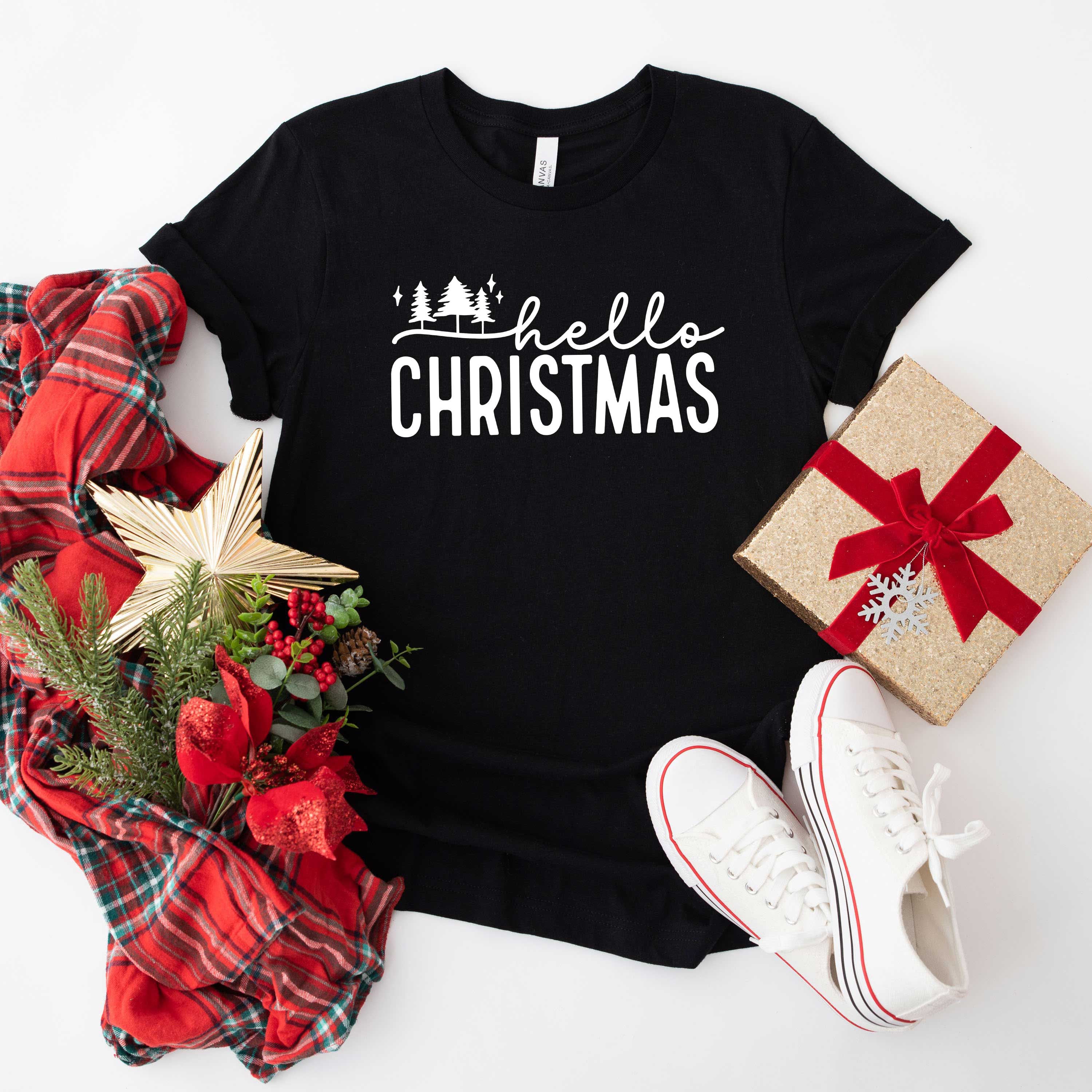 Hello Christmas Trees | Short Sleeve Graphic Tee