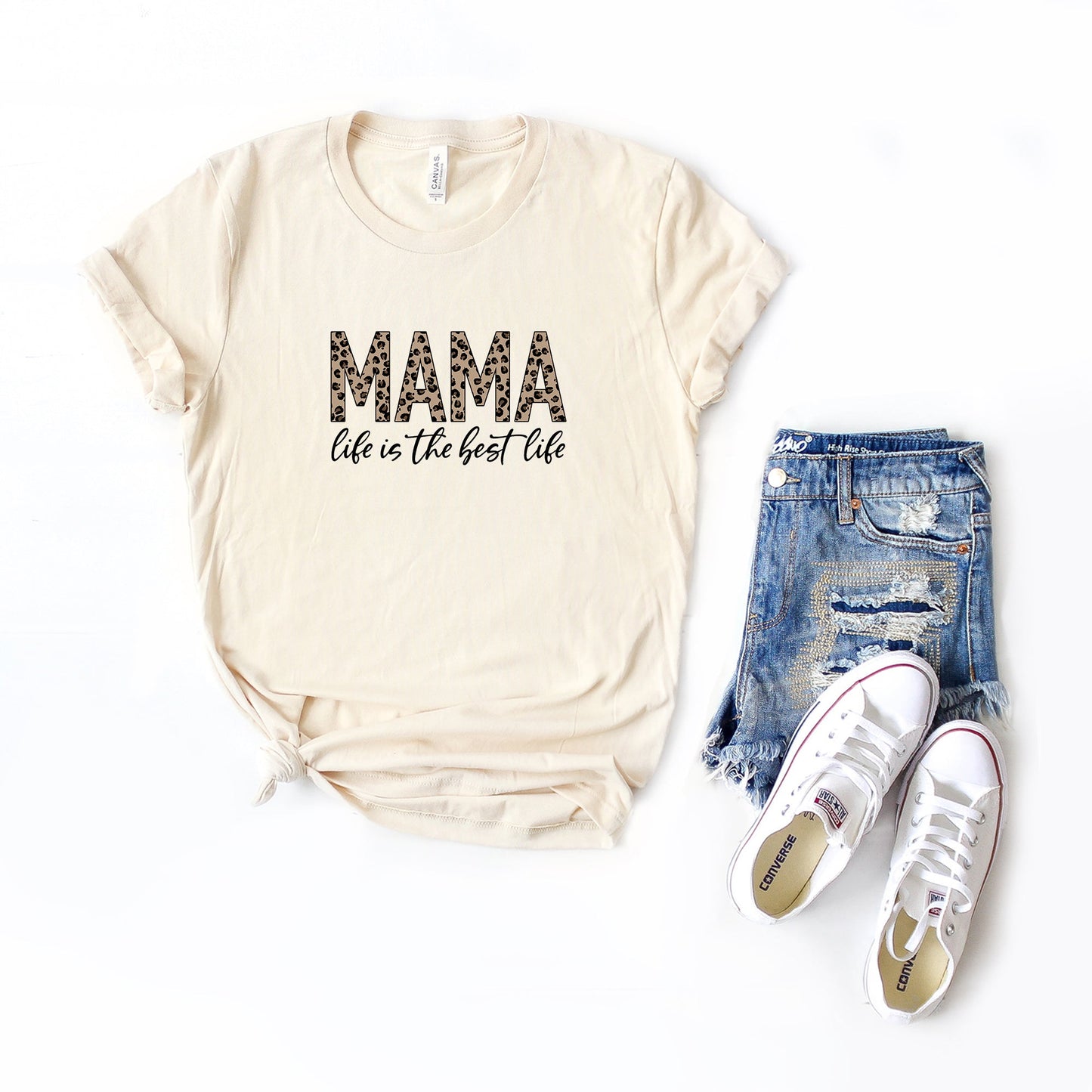 Clearance Mama Life Is The Best Life Leopard | Short Sleeve Tee