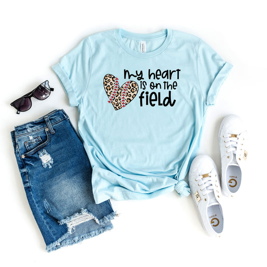 My Heart is on the Field Leopard | Short Sleeve Graphic Tee