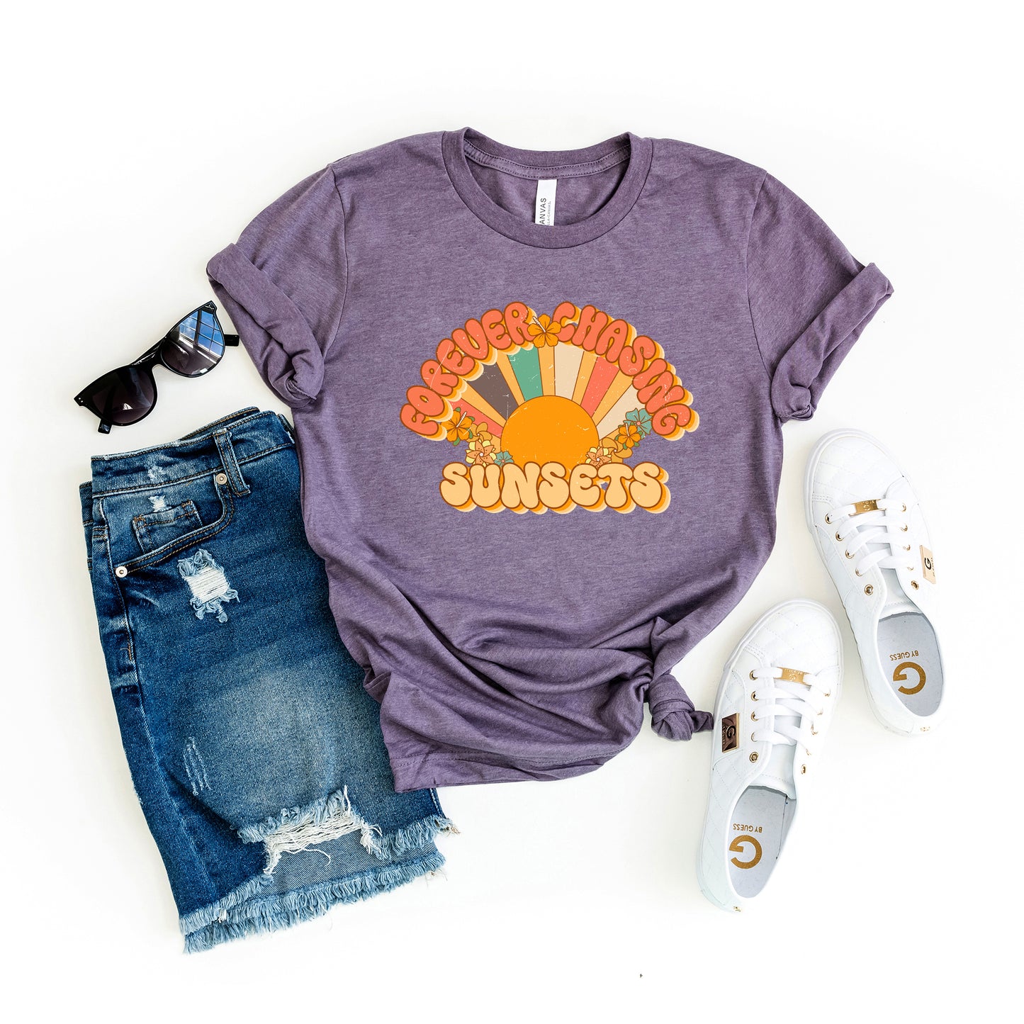 Retro Forever Chasing Sunsets | Short Sleeve Graphic Tee