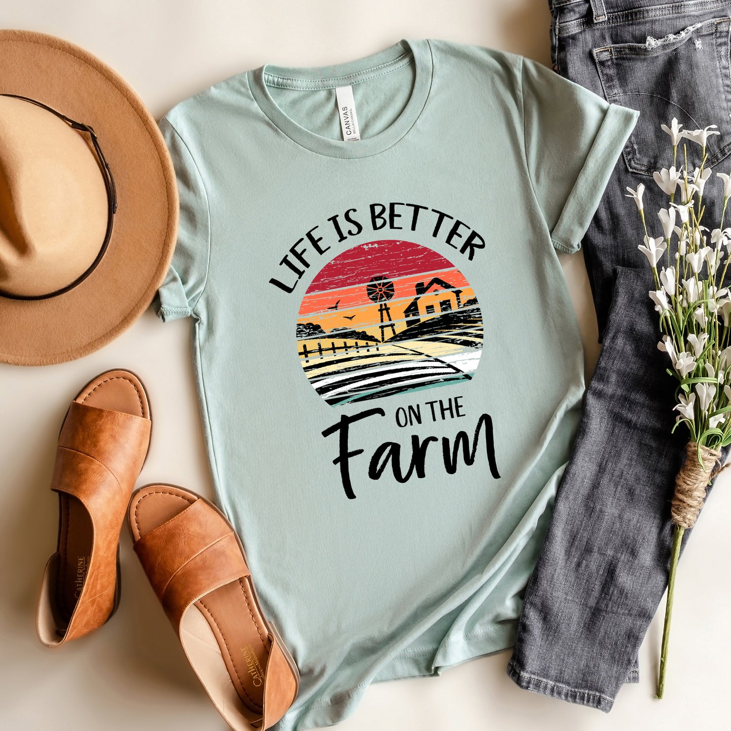Life Is Better On The Farm Sunset | Short Sleeve Graphic Tee