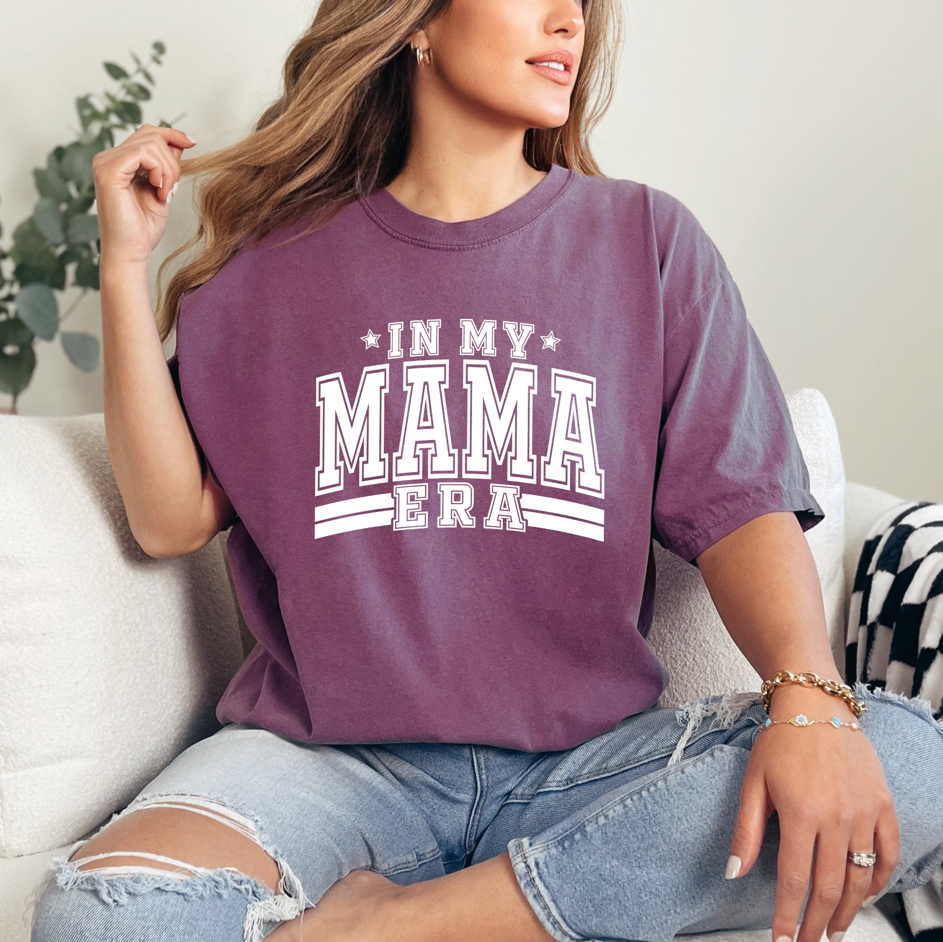 In My Mama Era Varsity | Garment Dyed Short Sleeve Tee