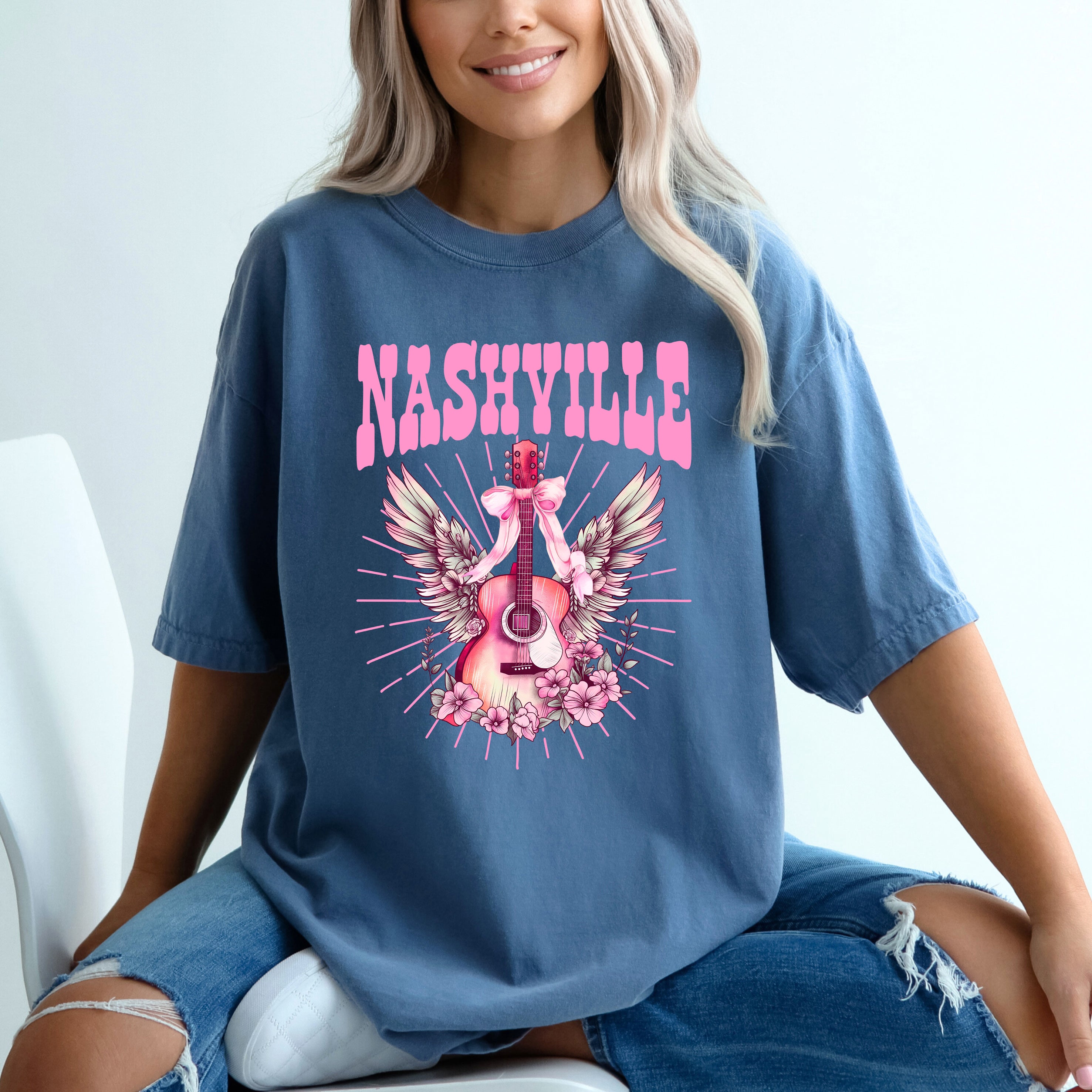 Coquette Nashville Guitar | Garment Dyed Short Sleeve Tee
