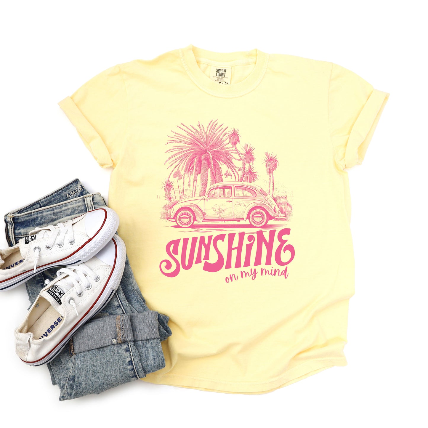 Sunshine On My Mind Car | Garment Dyed Short Sleeve Tee