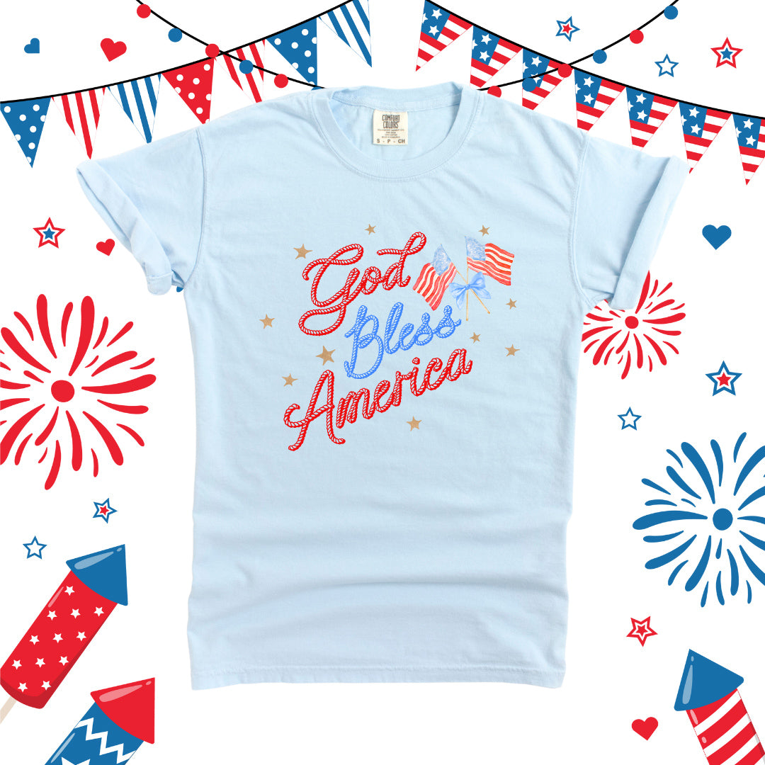 Coquette God Bless America | Garment Dyed Short Sleeve Tee