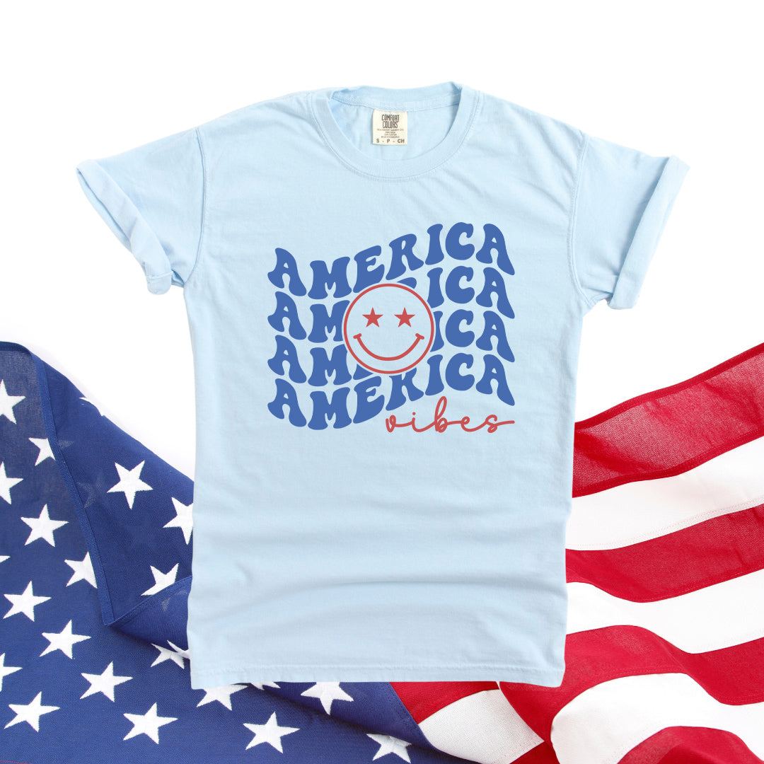 America Vibes Stacked | Garment Dyed Short Sleeve Tee