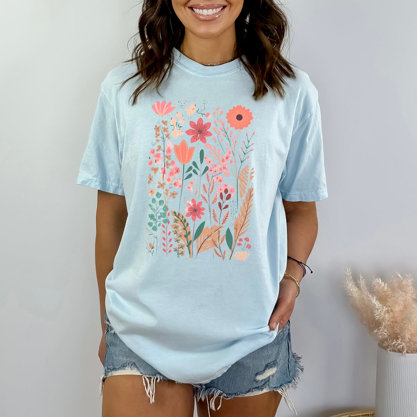 Pastel Wildflowers | Garment Dyed Short Sleeve Tee