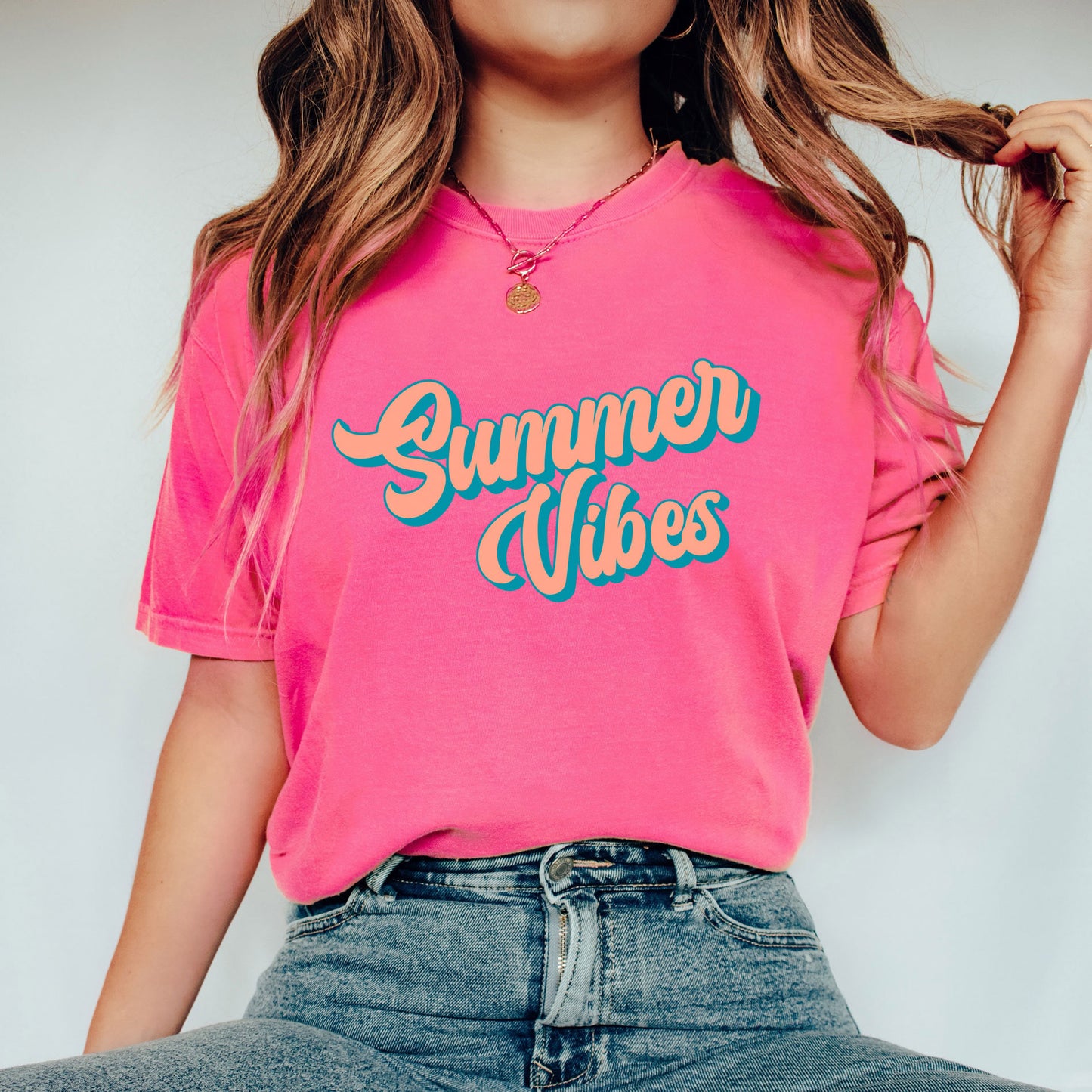 Summer Vibes Colorful Cursive | Garment Dyed Short Sleeve Tee