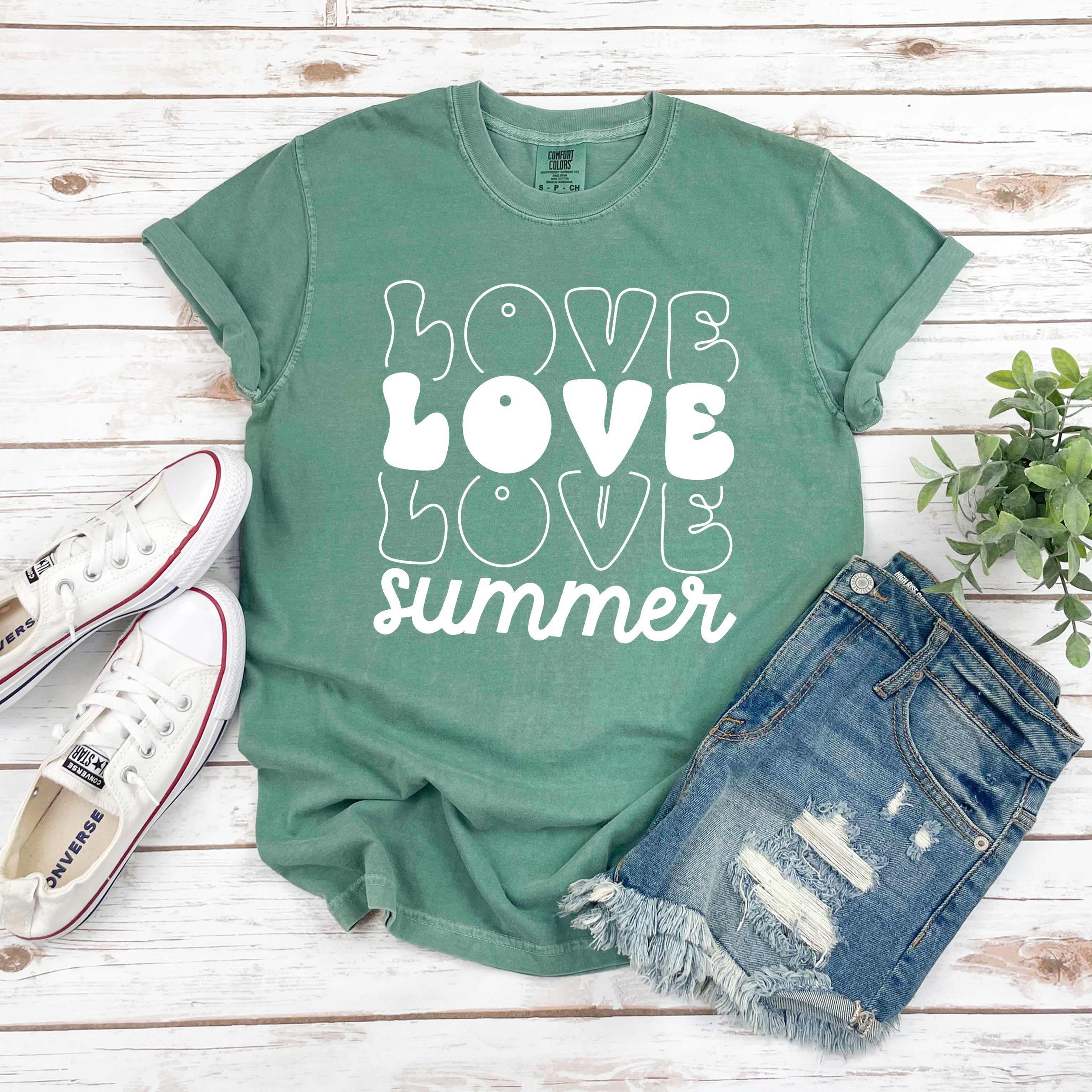 Love Summer Stacked | Garment Dyed Short Sleeve Tee