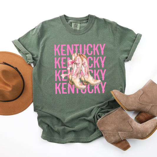 Coquette Kentucky Cowgirl Boots | Garment Dyed Short Sleeve Tee