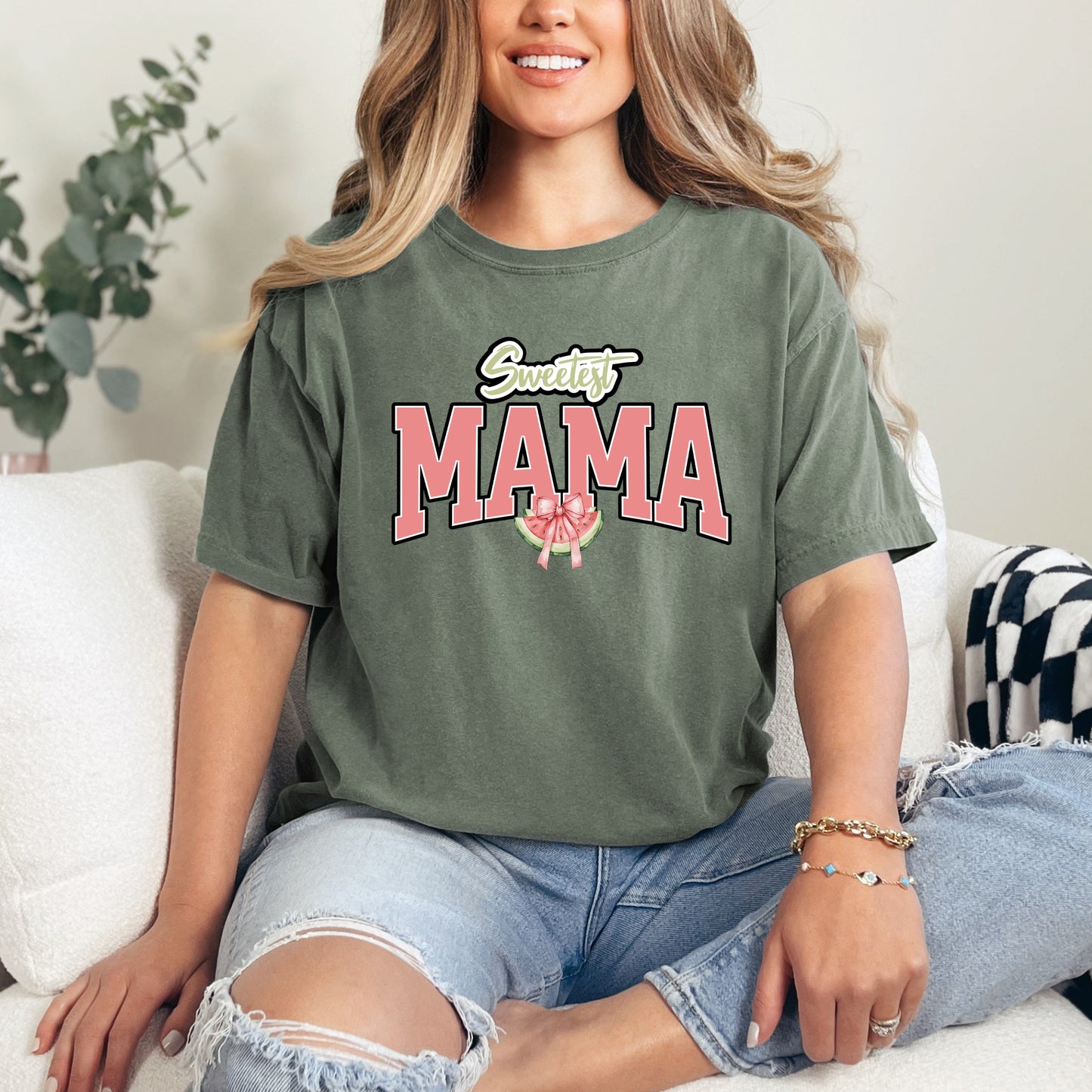 Coquette Sweetest Mama Watermelon | Garment Dyed Short Sleeve Tee