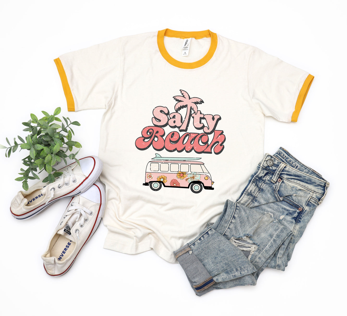 Salty Beach Van | Ringer Tee