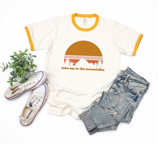 Take Me To The Mountains Sunset | Ringer Tee