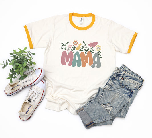 Mama Flowers Colorful | Ringer Tee