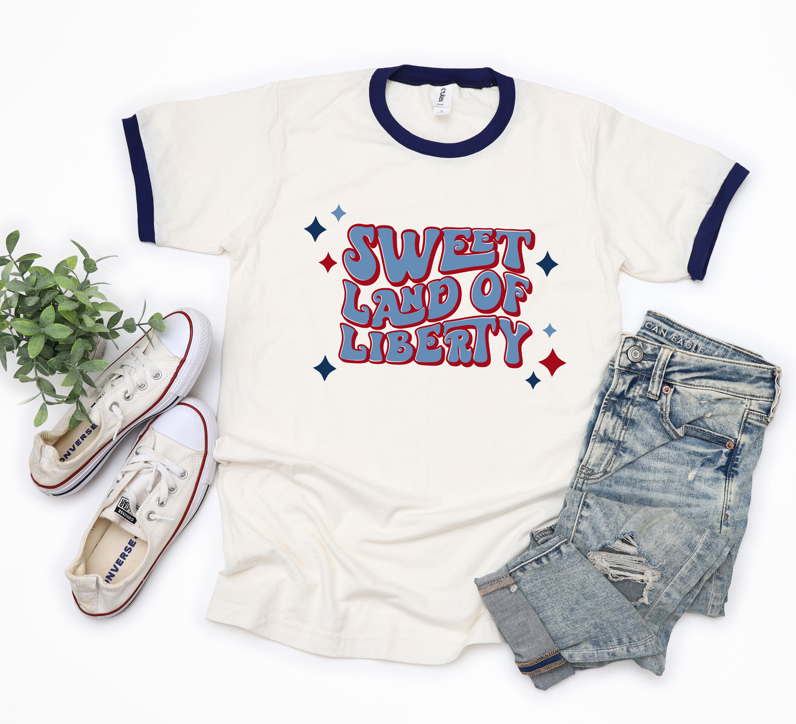 Sweet Land Of Liberty Retro | Ringer Tee