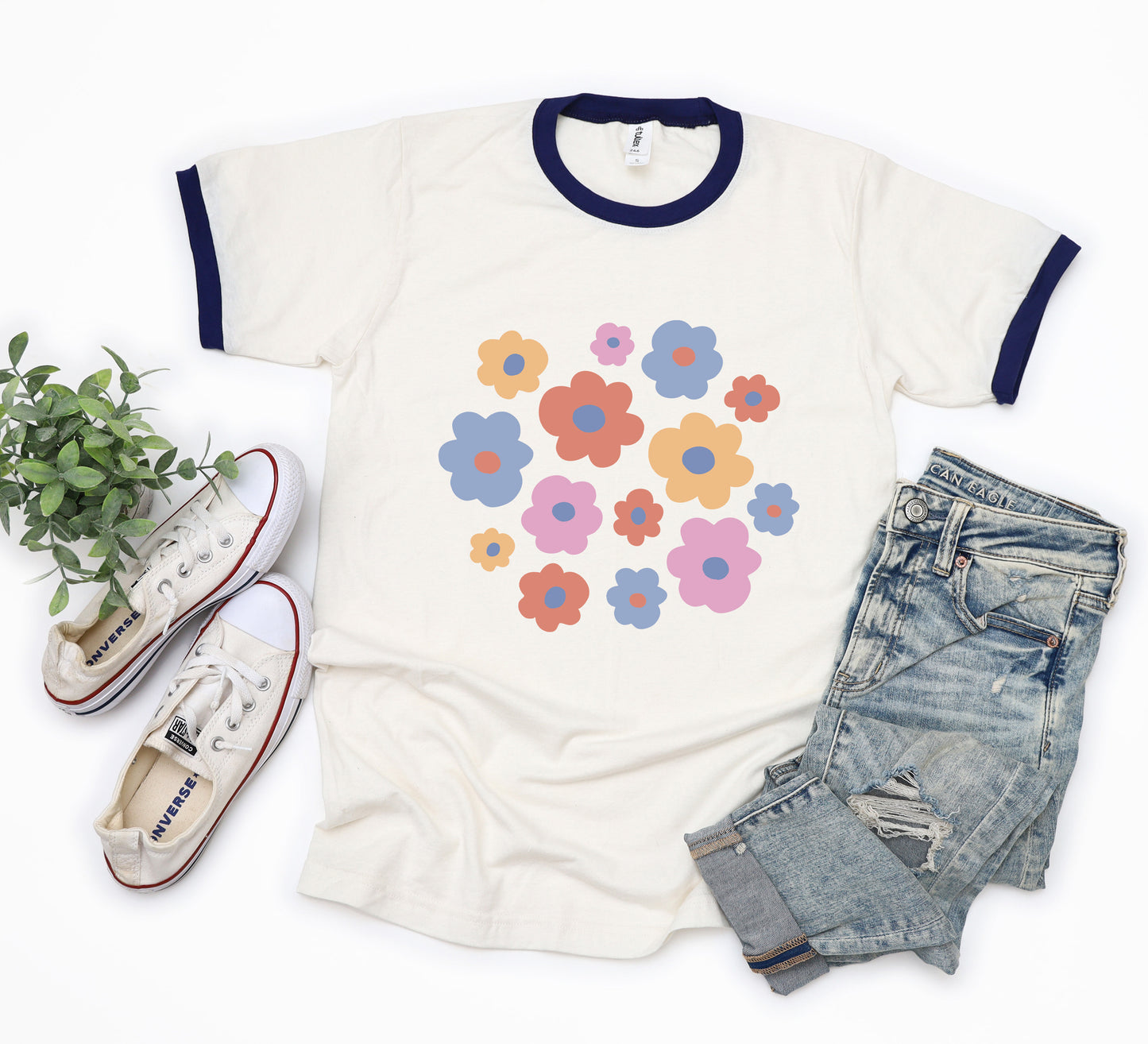 Colorful Daisies | Ringer Tee